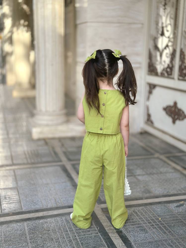 کراپ و شلوار مدل رستا رنگ سبز