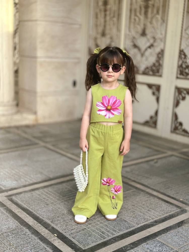 کراپ و شلوار مدل رستا رنگ سبز